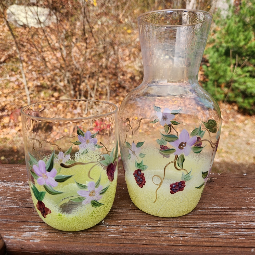 Vintage Hand-Painted Bedside Carafe Set - Picture 7 of 9
